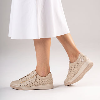 AURIE XF - ALMOND-CAMEL LEATHER SNEAKERS