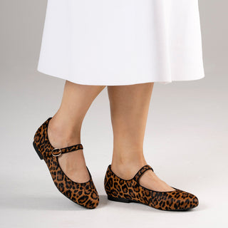 CHIMI XW - TAN LEOPARD PRINT LEATHER FLATS