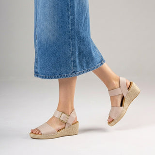 KRAIG XW - ALMOND LEATHER WEDGE SANDALS
