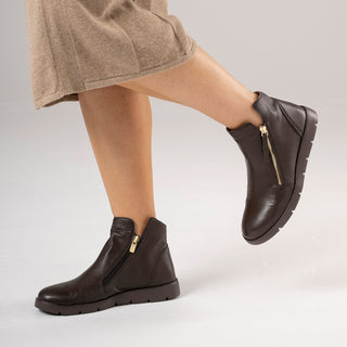 MOHME W - CHOCOLATE LEATHER ANKLE BOOTS
