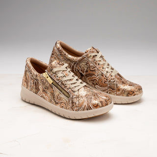 SOLAR XF - CHOC&GOLD PAISLEY PRINT LEATHER SNEAKERS