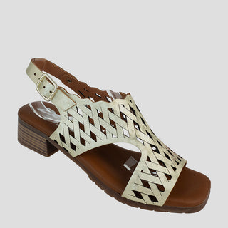 HERON - LIGHT GOLD LEATHER HEEL SANDALS