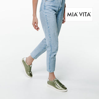 LUNA - GREEN SNAKE PRINT LEATHER SNEAKERS