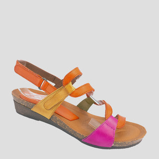 OSINA - FUCHSIA/ORANGE/PISTACHIO/GOLD LEATHER SANDALS