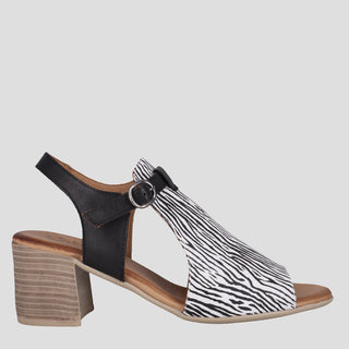 POPPY - ZEBRA PRINT LEATHER SANDAL HEELS
