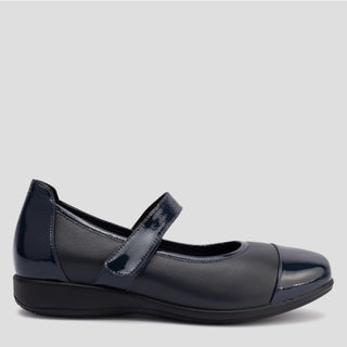 WYLIE - NAVY PATENT COMBO LEATHER FLATS