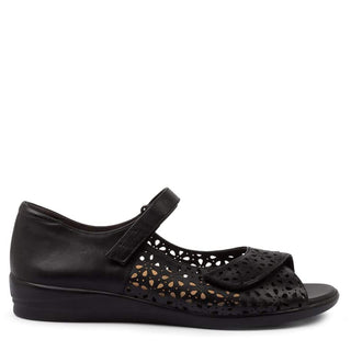 DAFFODIL W  - BLACK LEATHER SANDALS